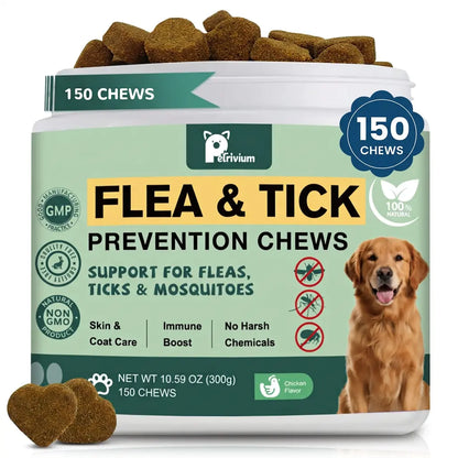 150Ct-Petrivium Dog Flea & Tick Support Soft Chews - Natural Oral Supplement - Suitable for All Breeds & Sizes-Chicken Flavor#Summervibes#Petlovers #Tiktokshopspringglowup Summervibes☀️